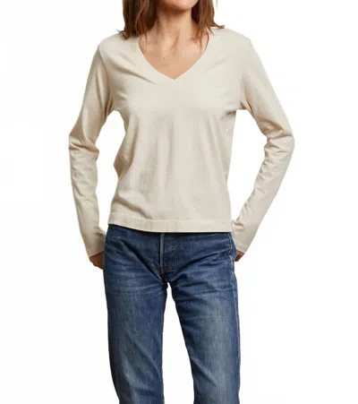 Perfectwhitetee Bruce Ringspun Cotton Long Sleeve Tee In Sugar In Neutral