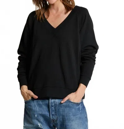 Perfectwhitetee Sinead French Terry V Neck Sweatshirt In True Black