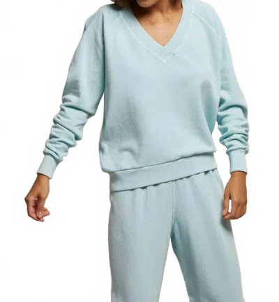 Perfectwhitetee Sinead V-neck Sweatshirt In Iced Aqua In Blue