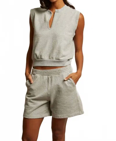 Perfectwhitetee Sloane French Terry Tank In Heather Grey In Gray