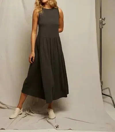 Perfectwhitetee Slub Jersey Tiered Dress In Vintage Black