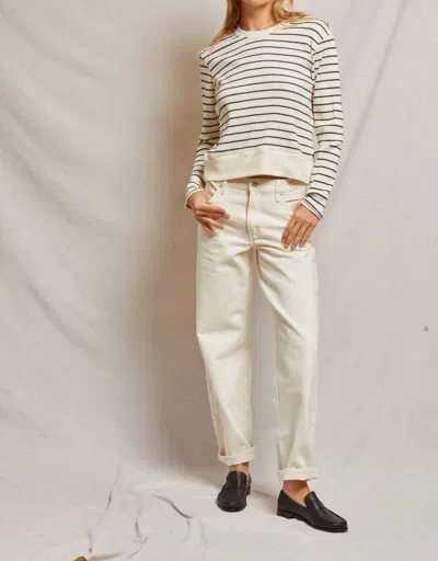 Perfectwhitetee Stef - Luxe Rib Pullover Sweatshirt In Sugar/black Stripe In Multi