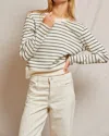 Perfectwhitetee Stef Luxe Rib Pullover Sweatshirt In Sugar/black In Multi