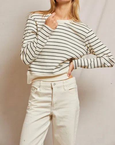 Perfectwhitetee Stef Luxe Rib Pullover Sweatshirt In Sugar/black In Multi
