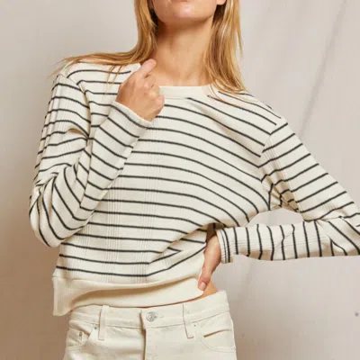 Perfectwhitetee Stef Rib Long Sleeve In Sugar/black In Multi
