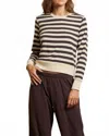 Perfectwhitetee Stef Stripe Luxe Rib Pullover Sweatshirt In Mocha Stripe In Multi