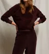 Perfectwhitetee Stella Velour Shrunken Raglan Sweatshirt In Blackberry In Multi