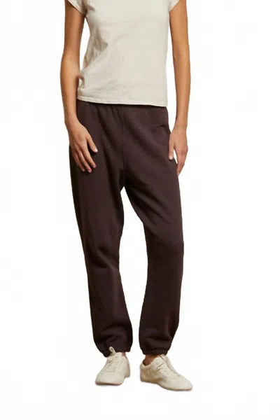 Perfectwhitetee Stevie Cotton Fleece Easy Sweatpant In Cocoa In Burgundy