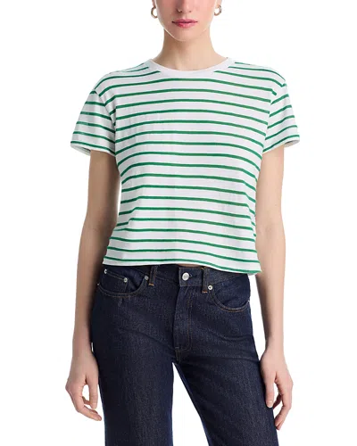 Perfectwhitetee Stripe Boxy Crewneck Tee In Green