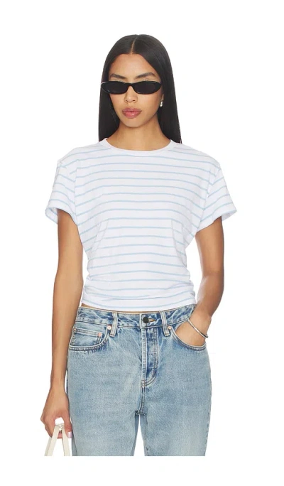 Perfectwhitetee Stripe Boxy Crewneck Tee In Powder Blue Stripe