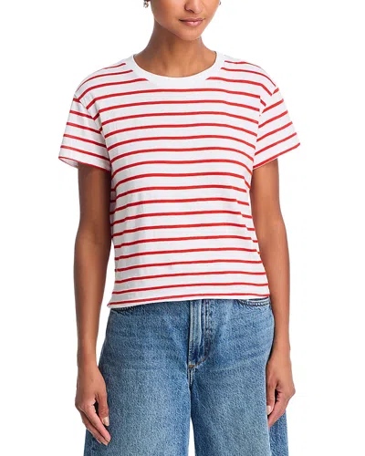 Perfectwhitetee Stripe Boxy Crewneck Tee In Red