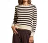 Perfectwhitetee Stef Stripe Luxe Rib Pullover Sweatshirt In Mocha Stripe In Brown