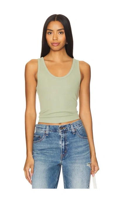 Perfectwhitetee Blondie Structured Rib Bra Friendly Tank Top In Pistachio In Green