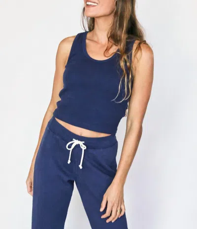 Perfectwhitetee Structured Rib Tank In Navy In Blue