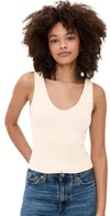 Perfectwhitetee Structured Rib V-neck Tank Sugar In White