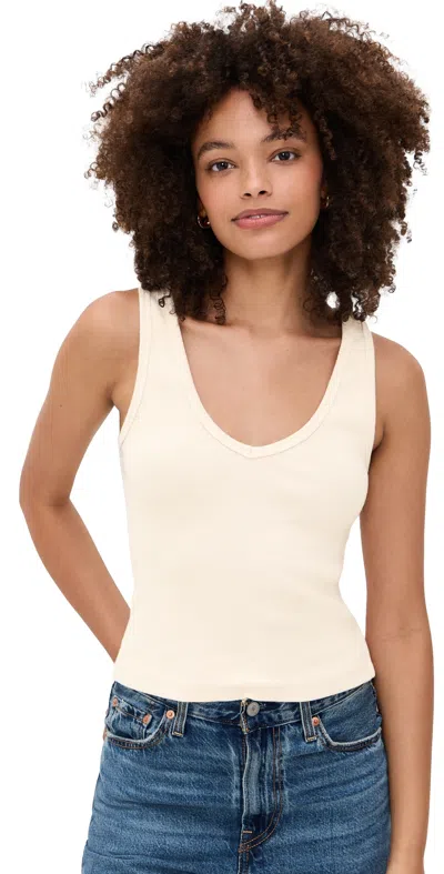 Perfectwhitetee Structured Rib V-neck Tank Sugar In White