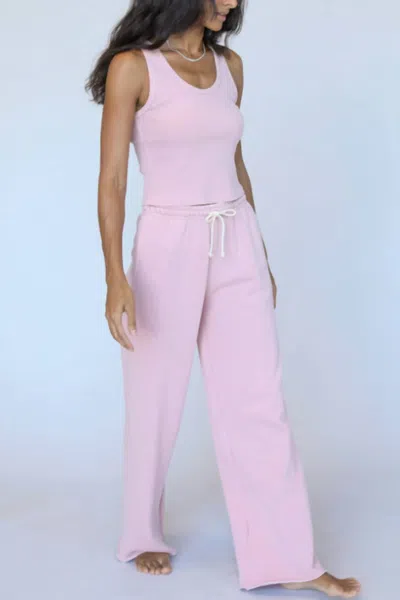 Perfectwhitetee Structured Wide Leg Fleece Pant In Vintage Pink