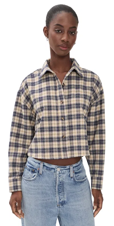 Perfectwhitetee Tate Button Down Shirt Sugar Plaid In Multi