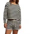Perfectwhitetee Taylor Long Sleeve Top In Navy Stripe In Black