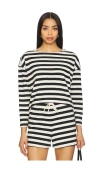 Shop Perfectwhitetee Taylor Striped Long Sleeve Top In Black,white