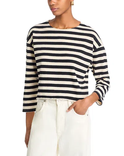 Perfectwhitetee Taylor Striped Top In Black/natural Stripe
