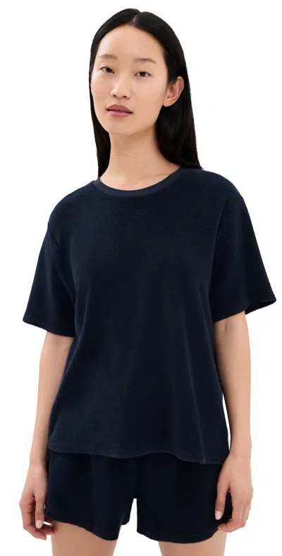 Perfectwhitetee Terry Crew Tee Navy In Black