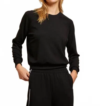 Perfectwhitetee The Blair Travel Fitted Raglan Sweatshirt In True Black
