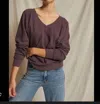 Perfectwhitetee The Sinead V-neck Sweatshirt In Black Cherry In Brown