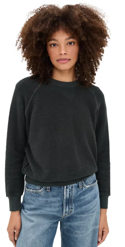 Perfectwhitetee The Ziggy Inside Out Fleece Crew Vintage Black In Blue