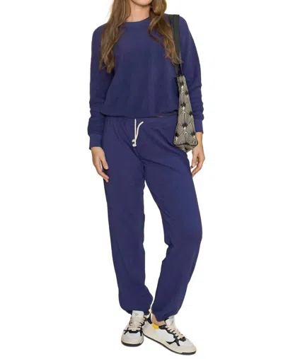 Perfectwhitetee Toni French Terry Jogger Pant In Dusk In Blue