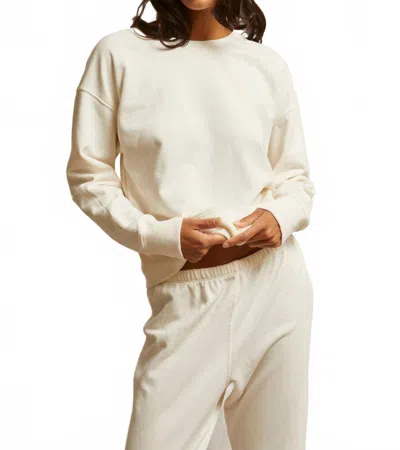 Perfectwhitetee Tyler French Terry Pullover Sweatshirt In Bright Ivory In White