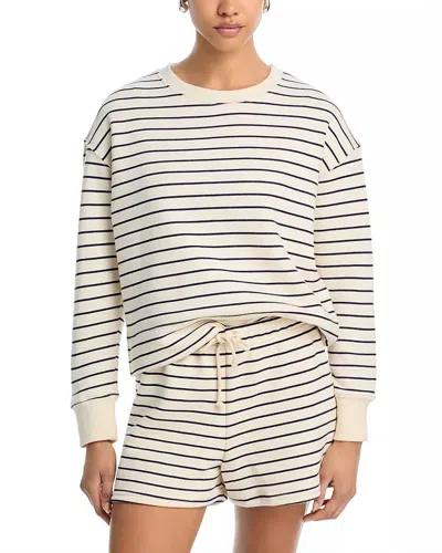PERFECTWHITETEE TYLER TERRY PULLOVER SWEATSHIRT IN NAVY/NATURAL STRIPE