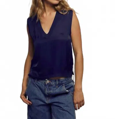 Perfectwhitetee Women's Celina Satin Tank Top In Navy In Blue