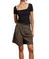 Perfectwhitetee Women's Chloe Luxe Rib Square Neck Crop Top In True Black In Black