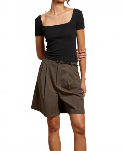 Perfectwhitetee Women's Chloe Luxe Rib Square Neck Crop Top In True Black