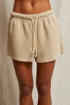 Perfectwhitetee Dani Boucle Drawstring Short In Putty In Yellow