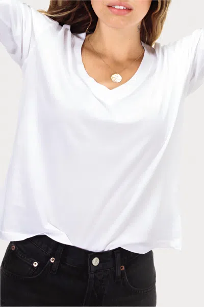 Perfectwhitetee Women's Jimi Long Sleeve V Neck Tee In White