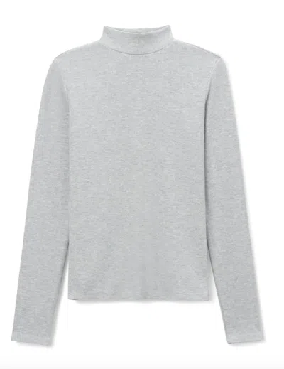 Perfectwhitetee Women's Lauryn Long Sleeve Rib Mock Neck In Heather Grey In Gray