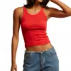 Perfectwhitetee Lennox Cropped Tank Top In Poppy Red In Multi