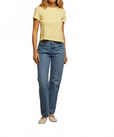Perfectwhitetee Women's Lisa Recycle Cotton Slim Crew Top In Banana In Yellow