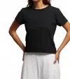 Perfectwhitetee Women's Lisa Recycle Cotton Slim Crew Top In True Black In Black