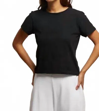 Perfectwhitetee Women's Lisa Recycle Cotton Slim Crew Top In True Black