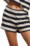 Perfectwhitetee Women's Liz Stripe Jersey Shorts In Natural/navy Stripe In Black