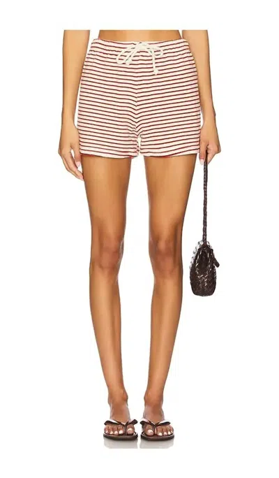 Perfectwhitetee Women's Terry Loop Shorts In Red / Cream Stripe In Multi