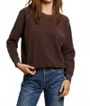 Perfectwhitetee Women's Ziggy Reverse Fleece Top In Cocoa Powder In Multi