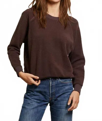Perfectwhitetee Women's Ziggy Reverse Fleece Top In Cocoa Powder In Multi