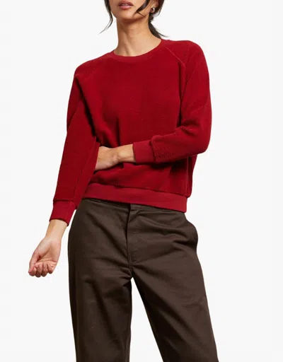 Perfectwhitetee Ziggy Fleece Shrunken Crew Sweater In Maple In Red