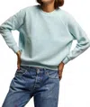 Perfectwhitetee Ziggy Inside Out Cotton Fleece Sweatshirt In Iced Aqua In Green