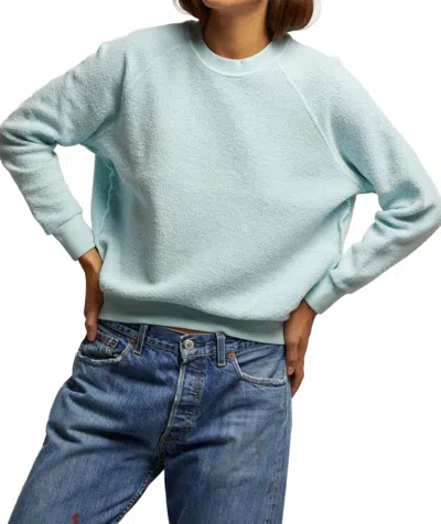 Perfectwhitetee Ziggy Inside Out Cotton Fleece Sweatshirt In Iced Aqua In Blue