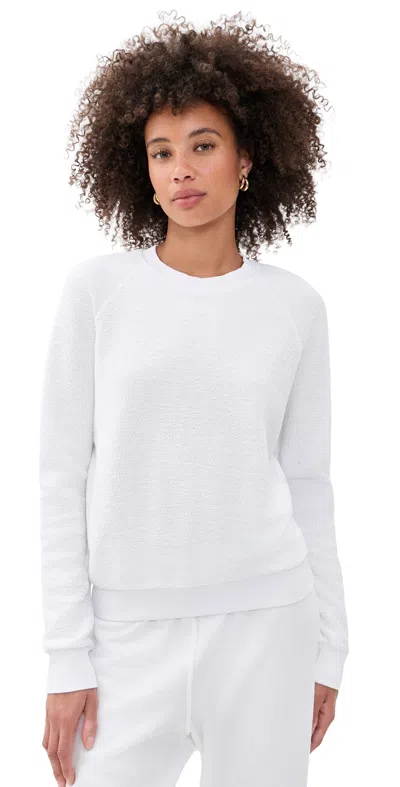 Perfectwhitetee Ziggy Inside Out Fleece Long Sleeve Crew Neck Sweatshirt White